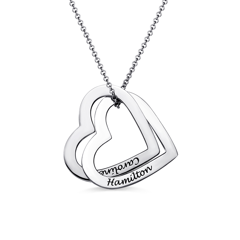 Interlocking Sterling Silver Hearts Name Necklace - GetNameNecklace