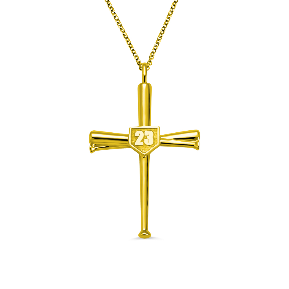 Baseball Cross Bat Necklace Small Gold – Forgiven Jewelry