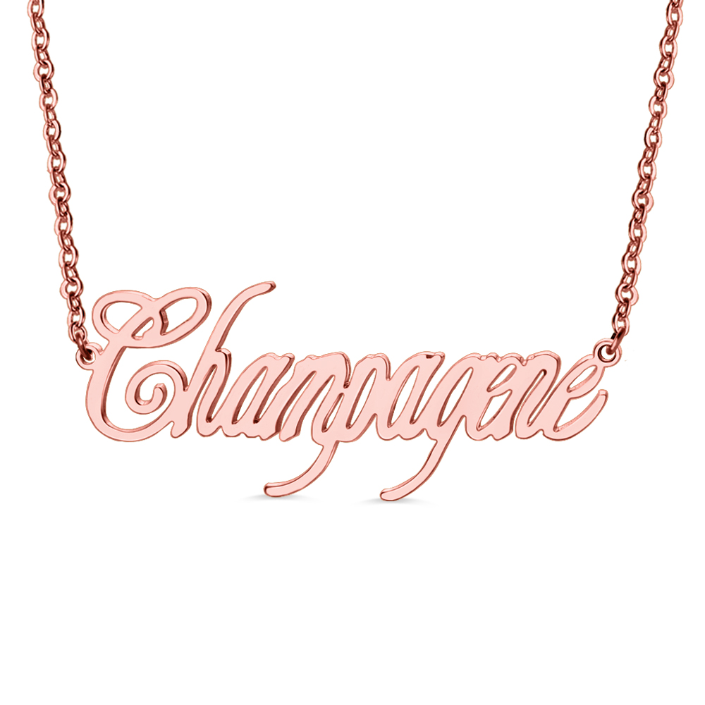 Fio com nome Champagne personalizado em ouro rosa