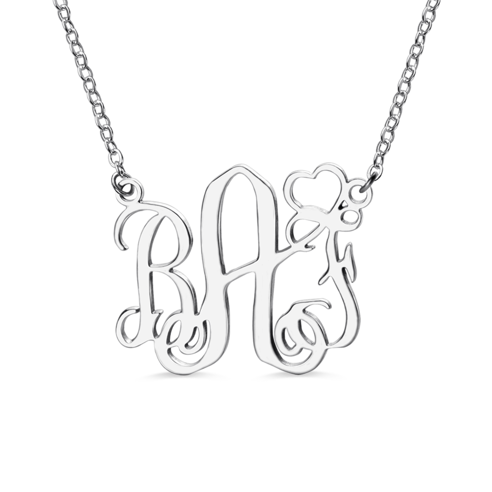 Personalized Monogram Necklace Sterling Silver Monogram Initial Name Necklace Customized Heart Jewelry Gift for Women and Man 