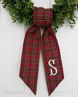Christmas Plaid Wreath Sash - Customized Wreath Sash - Tartan Plaid Sash - Personalized Gift - Monogrammed Gift - Custom Christmas Decor