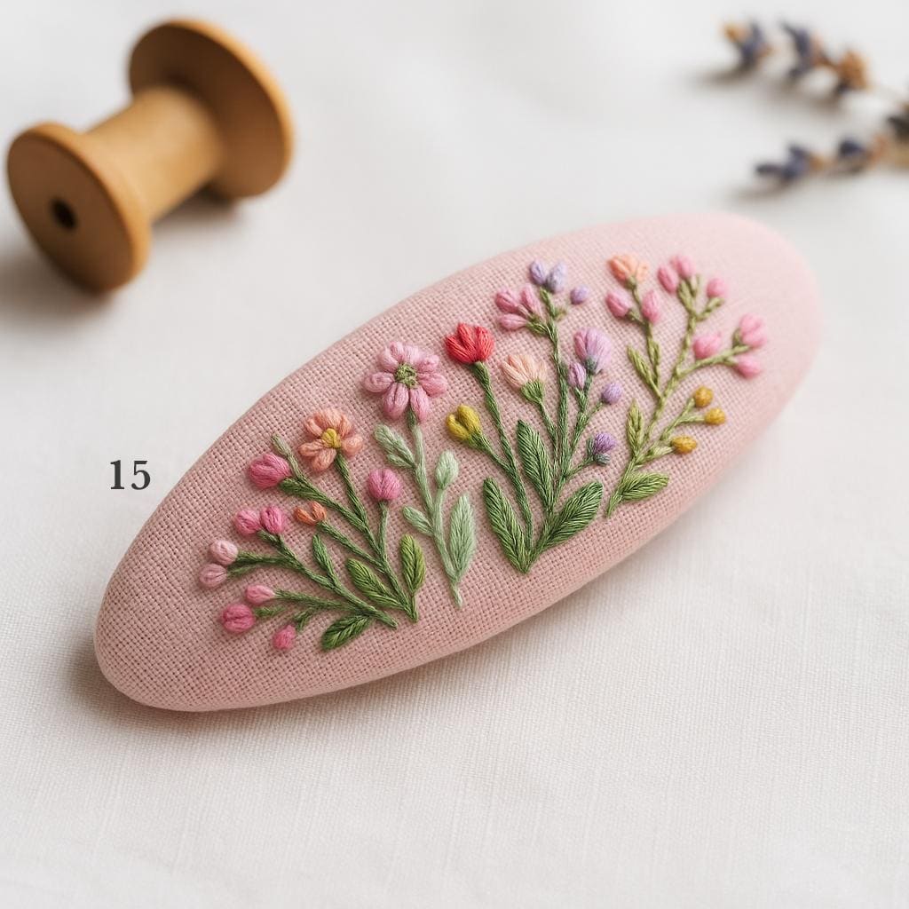 Floral Embroidered Hair Clip | Handmade Linen Barrette | Soft Pastel Hair Accessory | Gift for Her | Cottagecore Style
