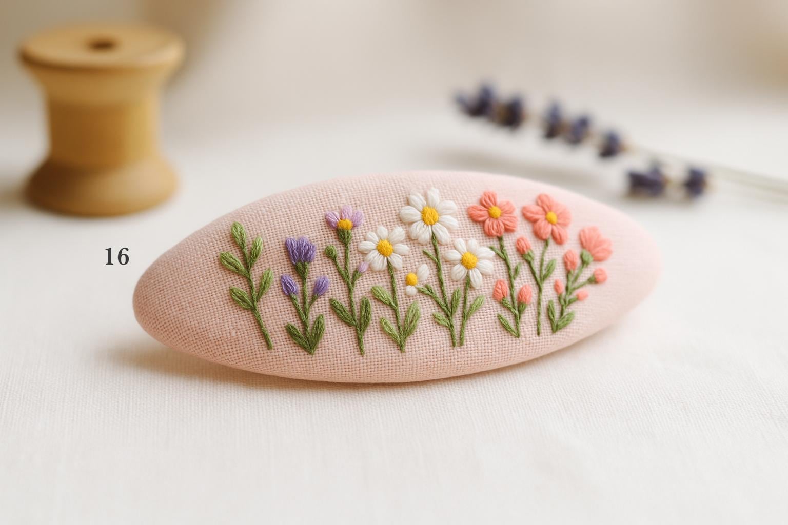 Floral Embroidered Hair Clip | Handmade Linen Barrette | Soft Pastel Hair Accessory | Gift for Her | Cottagecore Style