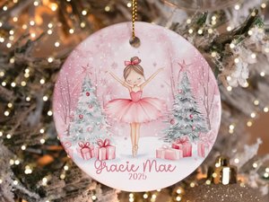 Personalized Pink Ballerina Ornament,  Girls Pink Dancer Christmas Ornaments, Childrens Gift Ornament with Name, Kids Ornaments for Girls