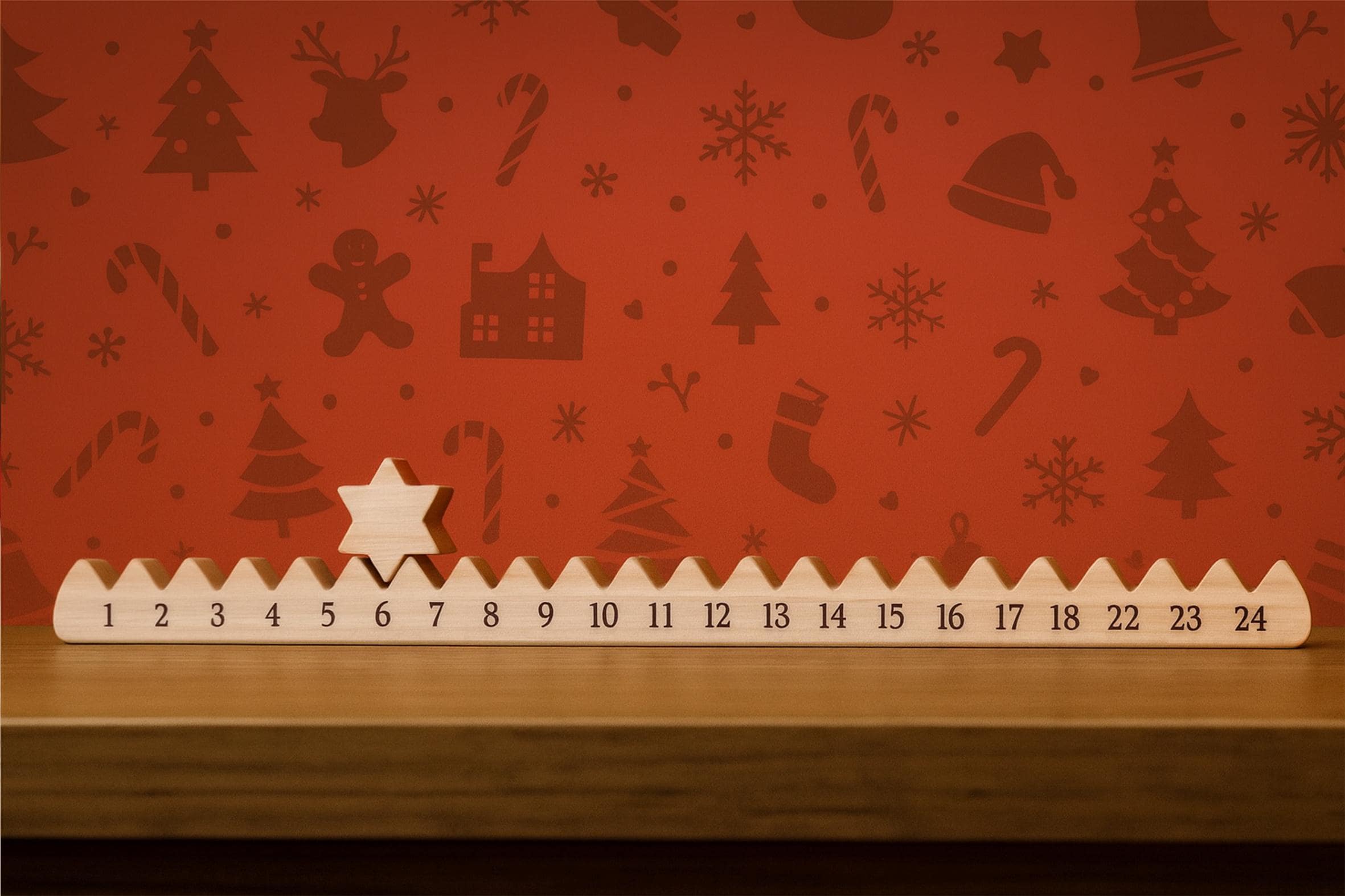 Advent Calendar With Star, Wooden Car Advent Countdown to Christmas, Family Countdown, Holiday Gift for Family Friends