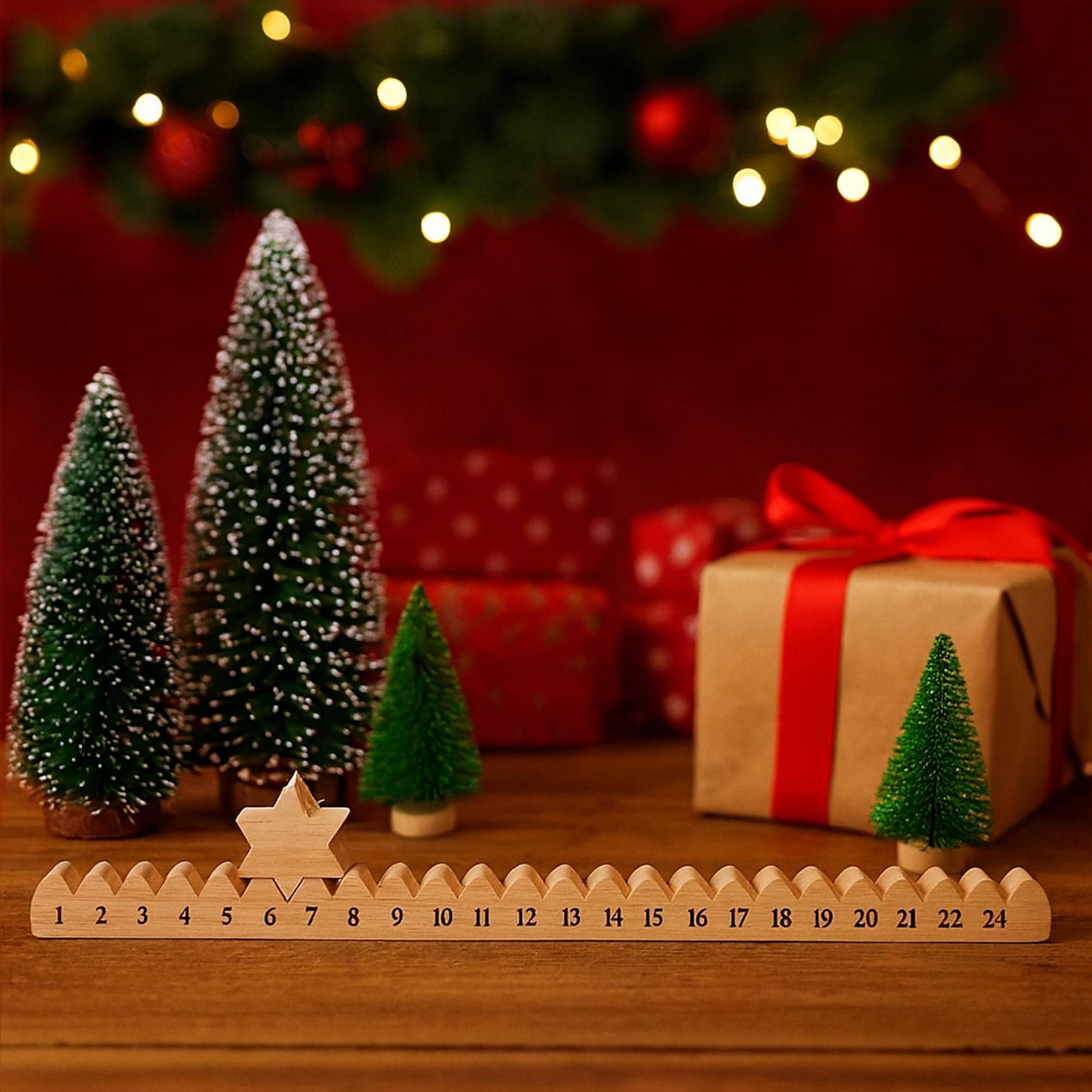 Advent Calendar With Star, Wooden Car Advent Countdown to Christmas, Family Countdown, Holiday Gift for Family Friends