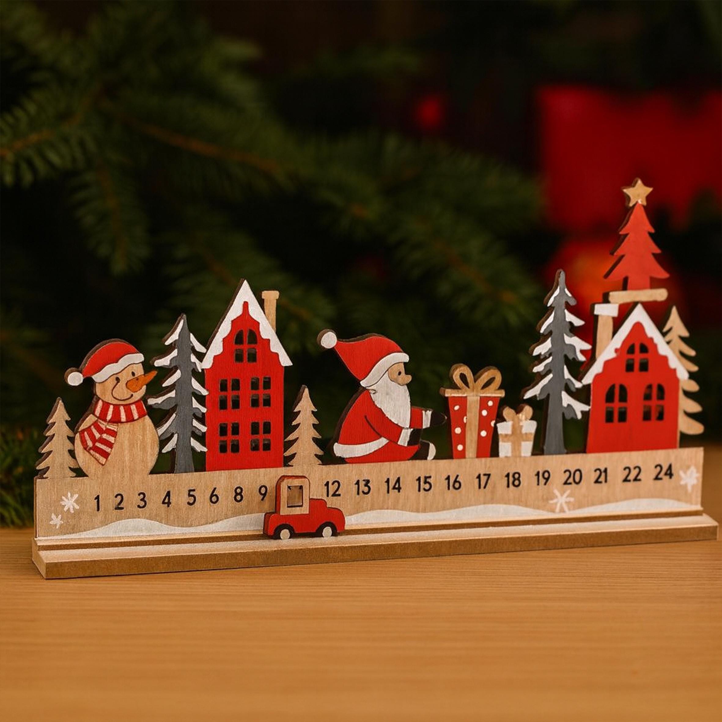 Advent Calendar With Star, Wooden Car Advent Countdown to Christmas, Family Countdown, Holiday Gift for Family Friends