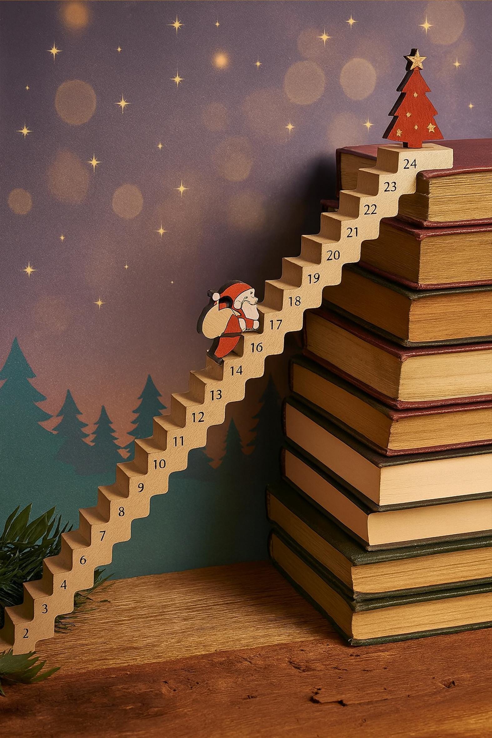 Advent Calendar With Star, Wooden Car Advent Countdown to Christmas, Family Countdown, Holiday Gift for Family Friends