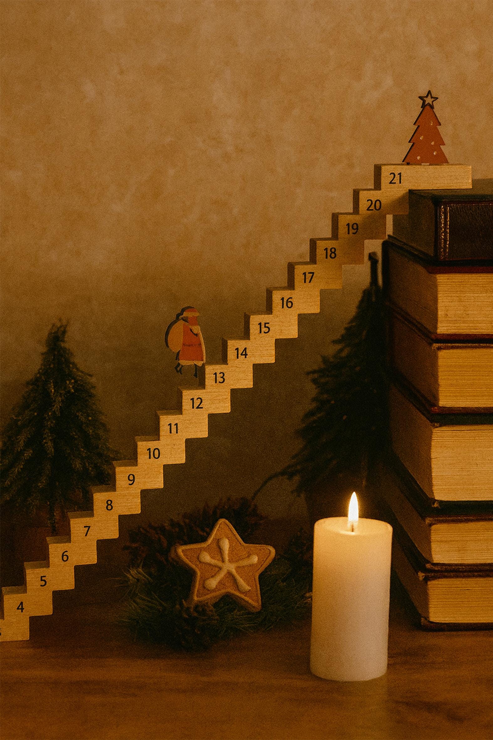 Advent Calendar With Star, Wooden Car Advent Countdown to Christmas, Family Countdown, Holiday Gift for Family Friends