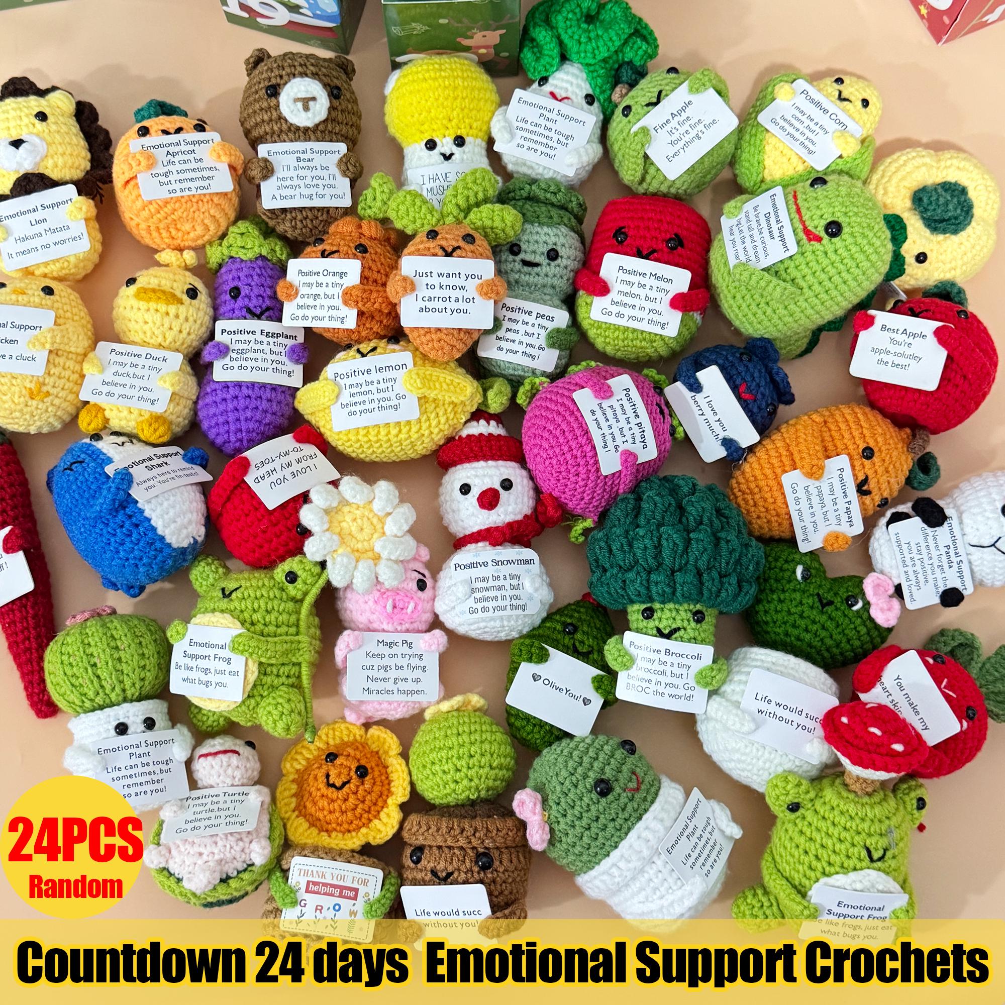 Countdown Christmas Box: 24Pcs Crochet Positive Vegetables/Fruits/Animals,Emotional Support Advent Calendar 2025,Christmas Gifts,Funny gifts
