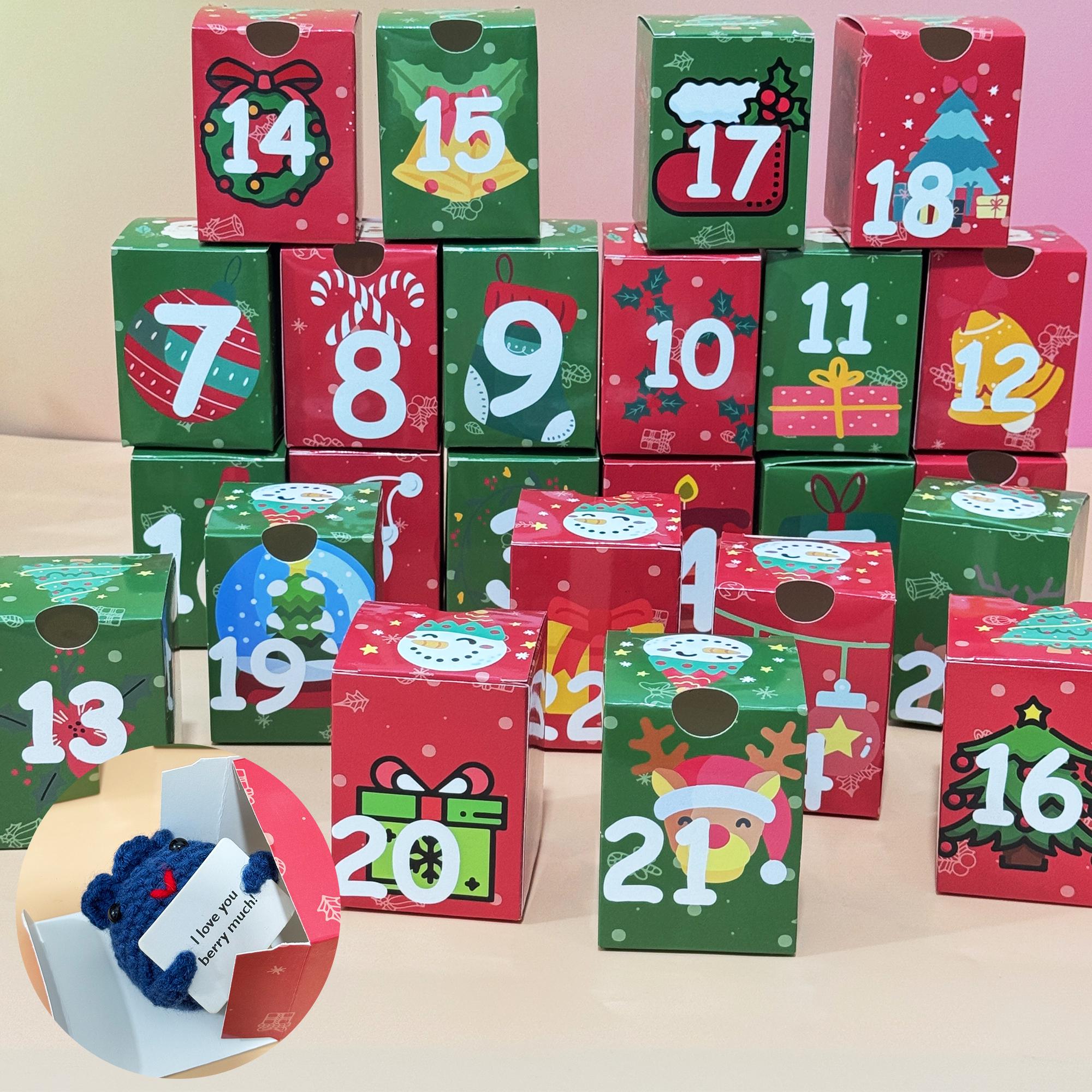 Countdown Christmas Box: 24Pcs Crochet Positive Vegetables/Fruits/Animals,Emotional Support Advent Calendar 2025,Christmas Gifts,Funny gifts