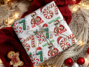Funny 6 7 Wrapping Paper, Santa Says 6 7 Christmas Wrap Roll, 67 Meme Funny Christmas Gift Wrap for Kids, Teens, Tweens