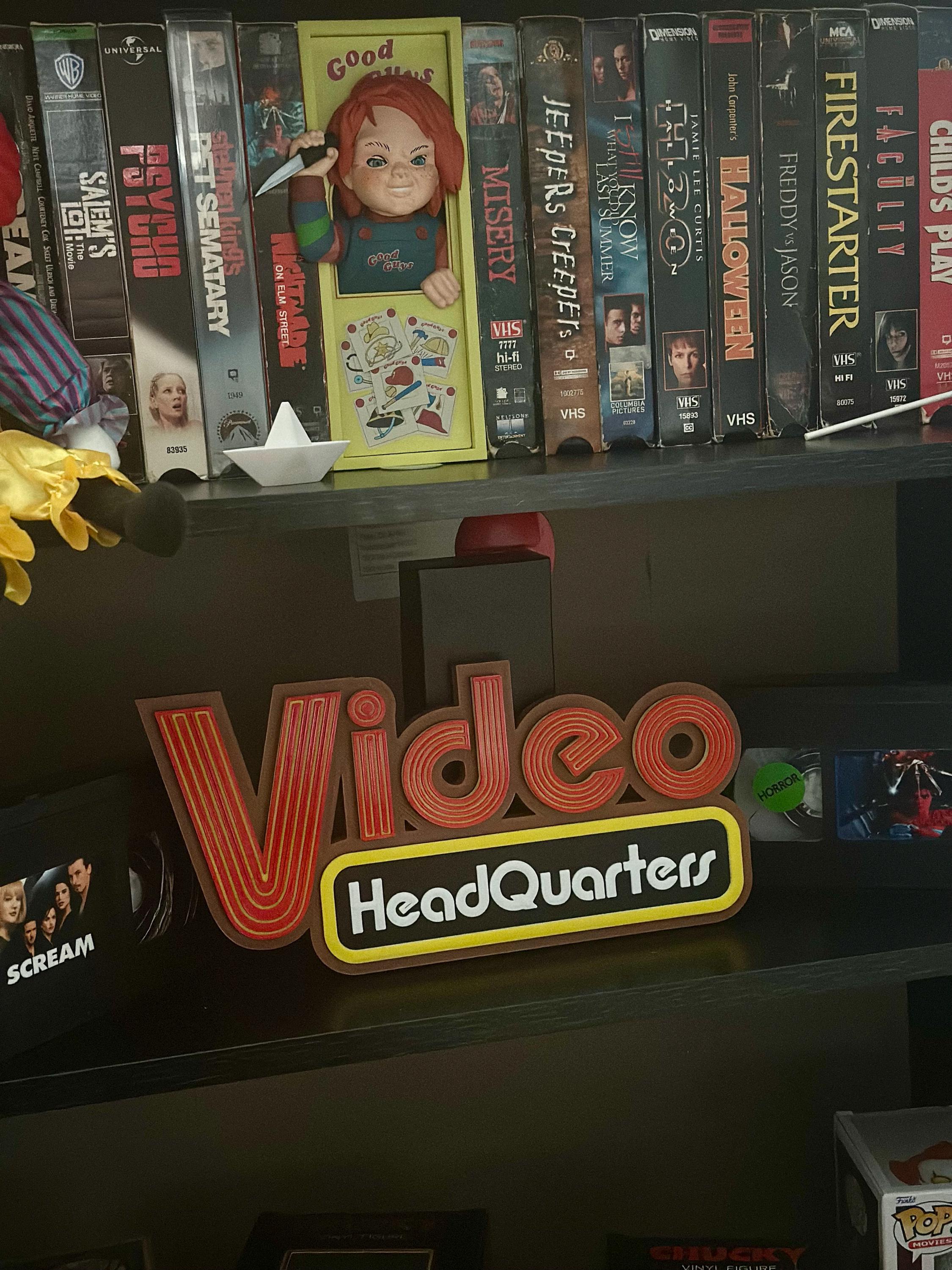 Video Headquarters Sign - Vintage Inspired Movie Room Decor, Retro Home Theater Accessory, Unique Filmmaker Gift