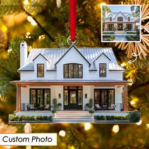 Personalized Home Photo Ornament, New Home Christmas Decor, Housewarming/Realtor Gift for Family/Friends