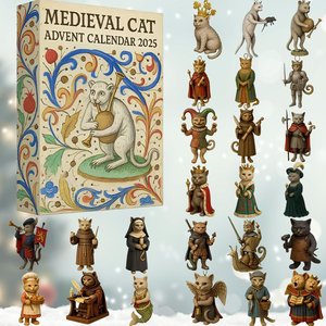 Medieval Cat Advent Calendar 2025, 24 Mini Cat Figurines, Whimsical Christmas Countdown, Unique Medieval Decor, Gift for Cat Lovers