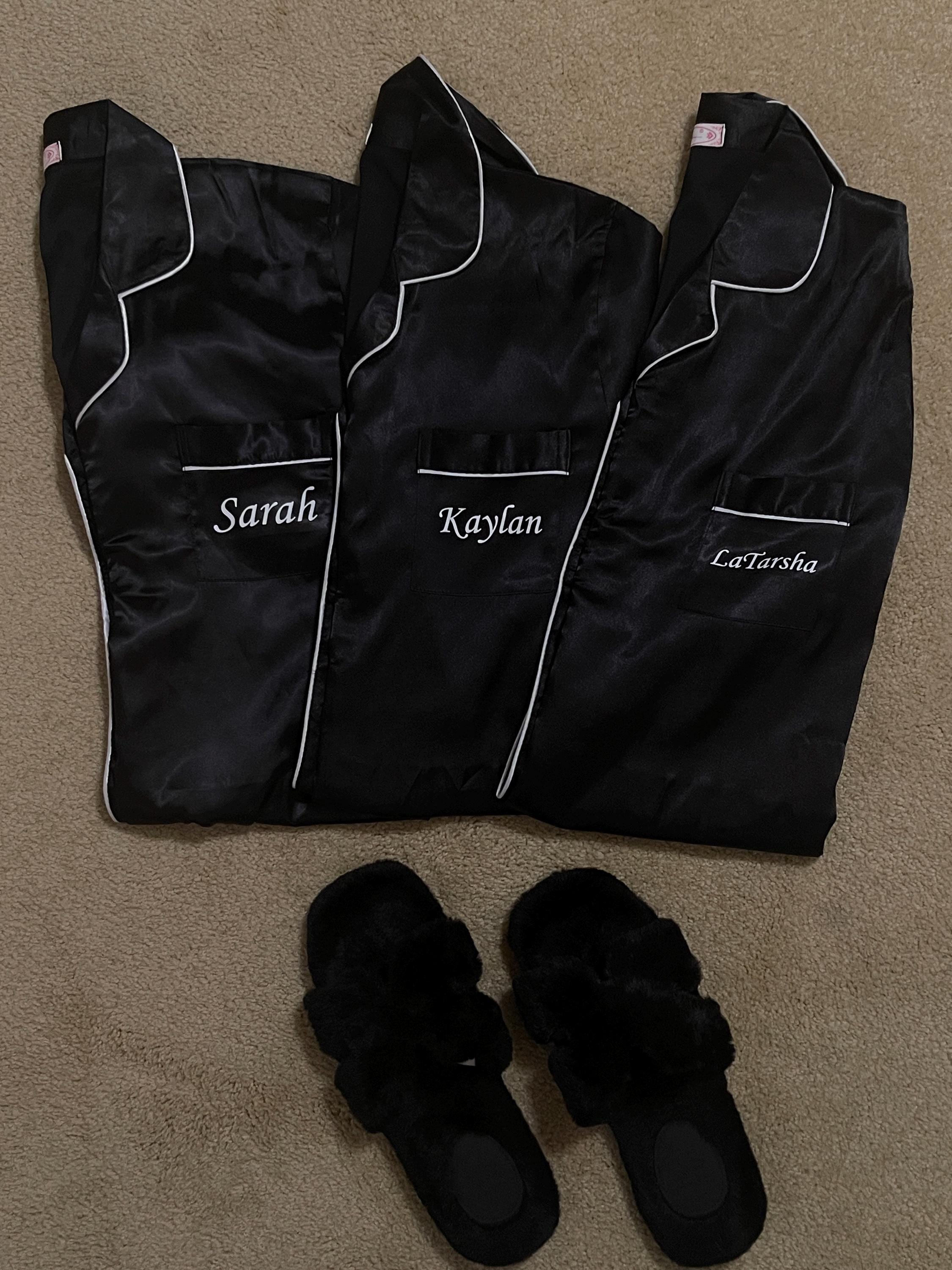 Christmas Satin Pjs for Family, Custom Satin Pajamas, Christmas Pajamas, Christmas Gift,  Satin Pjs, Personalized Pjs, Xmas Eve gift - L+L