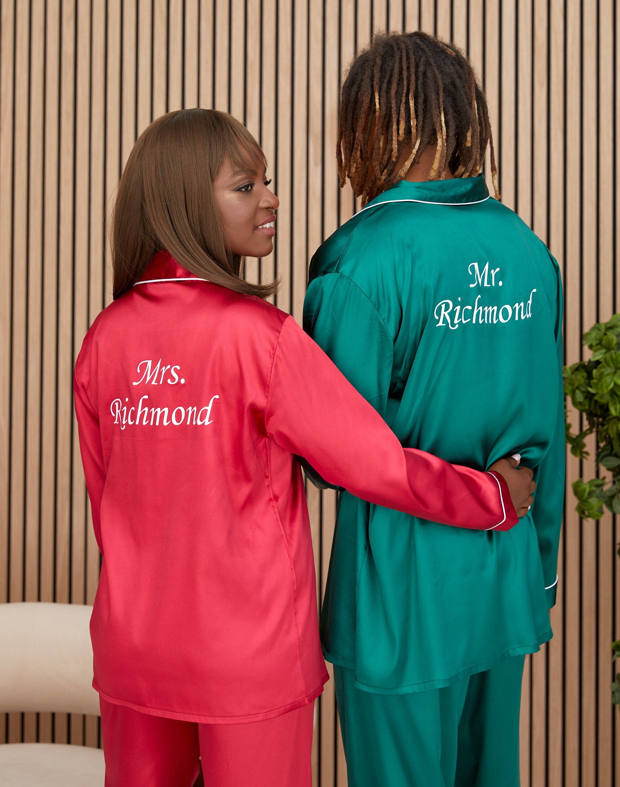 Christmas Satin Pjs for Family, Custom Satin Pajamas, Christmas Pajamas, Christmas Gift,  Satin Pjs, Personalized Pjs, Xmas Eve gift - L+L