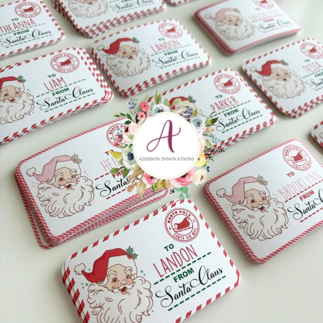 Santa Present Stickers | From Santa Stickers | Christmas Gift Stickers | Kids Christmas Stickers