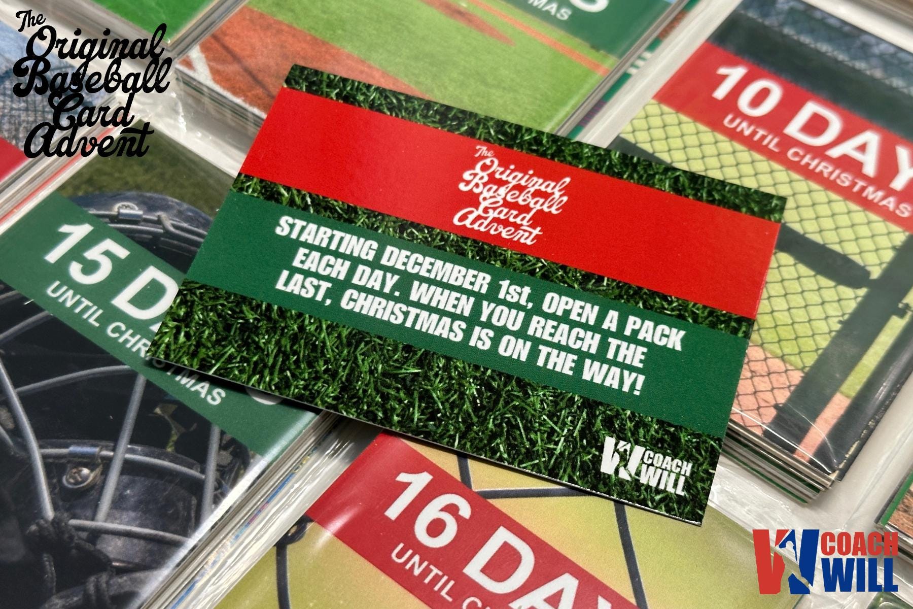 The Original Baseball Card Advent Calendar - 24 Day Christmas Countdown - Coach Will