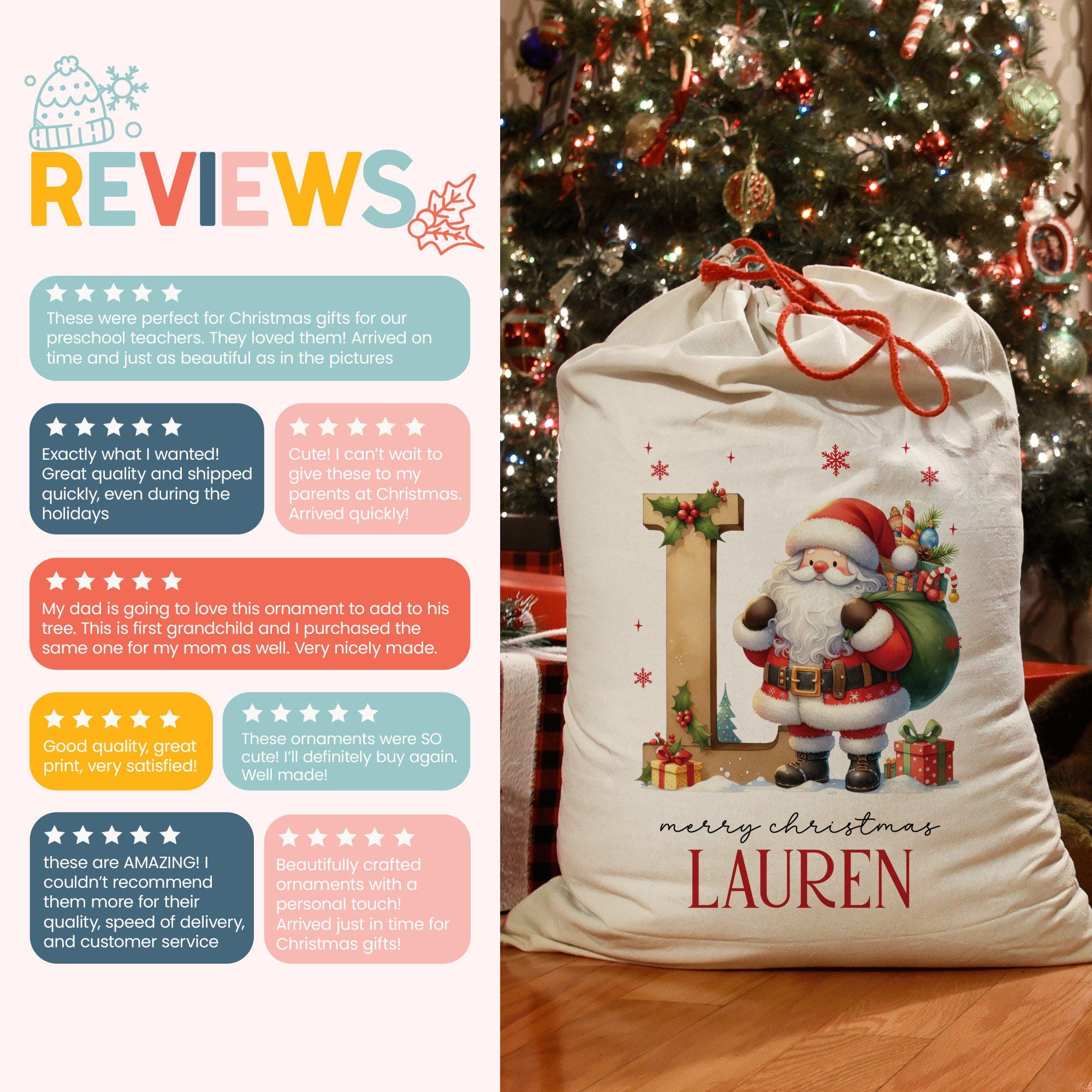 Personalized Santa Claus Christmas Gift bags, Custom Santa Design Christmas Bag, Christmas Present Bag, Holiday Gift Bags for Kids, (CB-70)