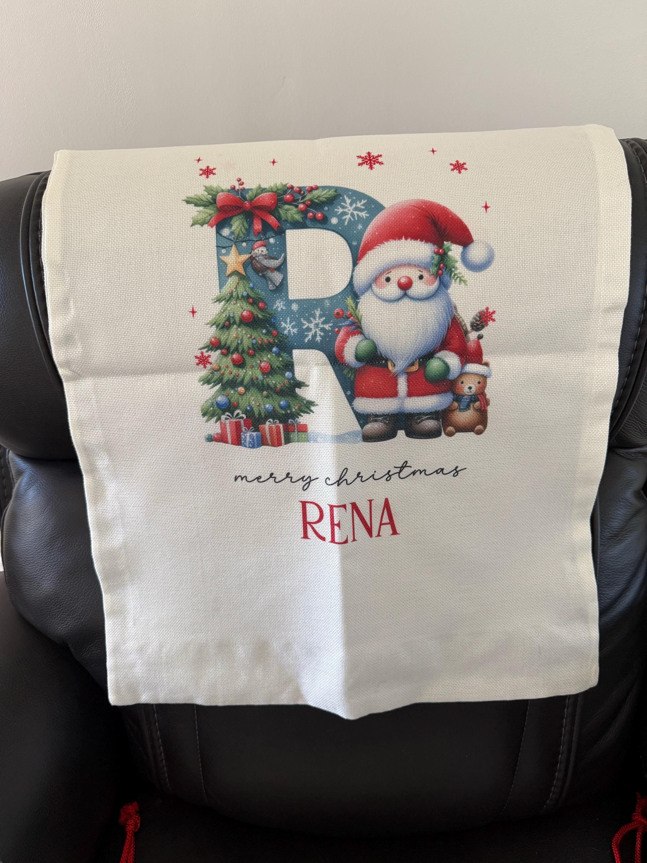 Personalized Santa Claus Christmas Gift bags, Custom Santa Design Christmas Bag, Christmas Present Bag, Holiday Gift Bags for Kids, (CB-70)