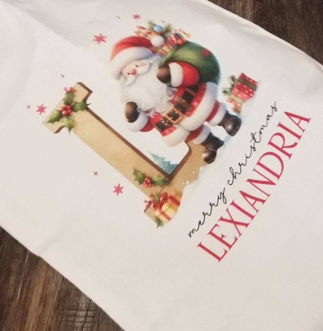 Personalized Santa Claus Christmas Gift bags, Custom Santa Design Christmas Bag, Christmas Present Bag, Holiday Gift Bags for Kids, (CB-70)