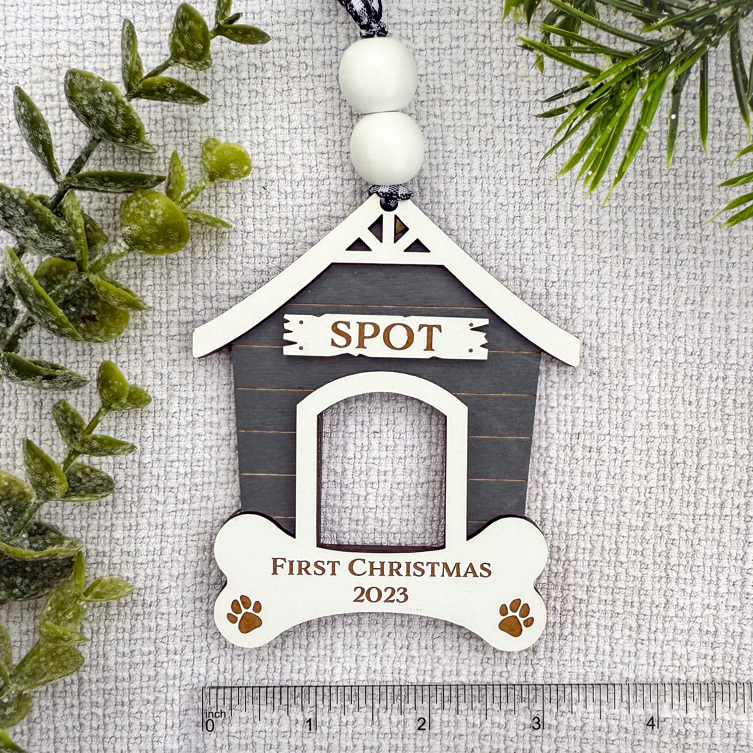 Personalized Pets First Christmas Ornament, Dog Paw Print 1st Christmas Keepsake, Puppy’s First Xmas, Handmade Pet Owner Gift Dog House