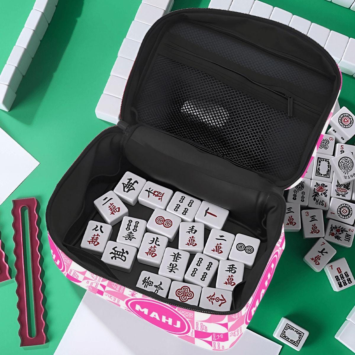Portable Mahjong Set Bag: Mahjong Carrying Case, Game Night Organizer