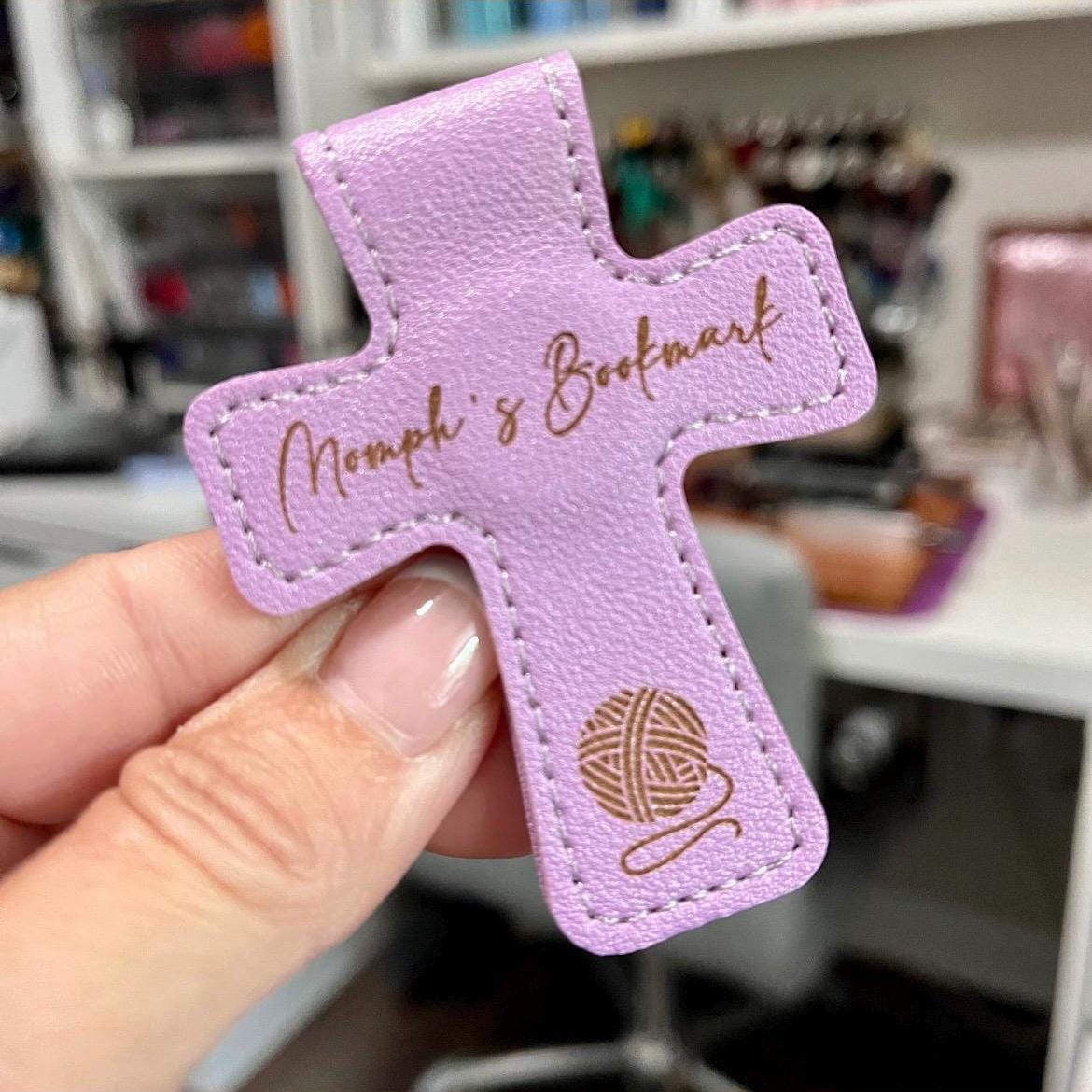 Personalized Small Cross Leather Magnetic Bookmark 2.5" Custom Engraved Reader Gift