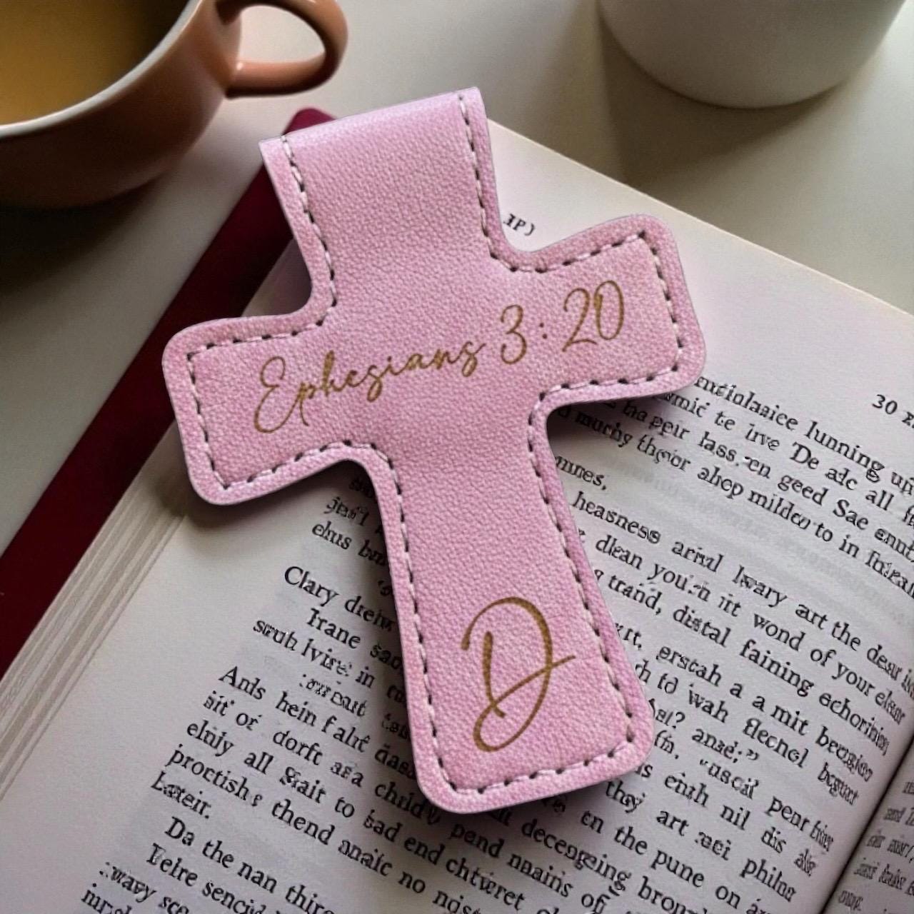 Personalized Small Cross Leather Magnetic Bookmark 2.5" Custom Engraved Reader Gift