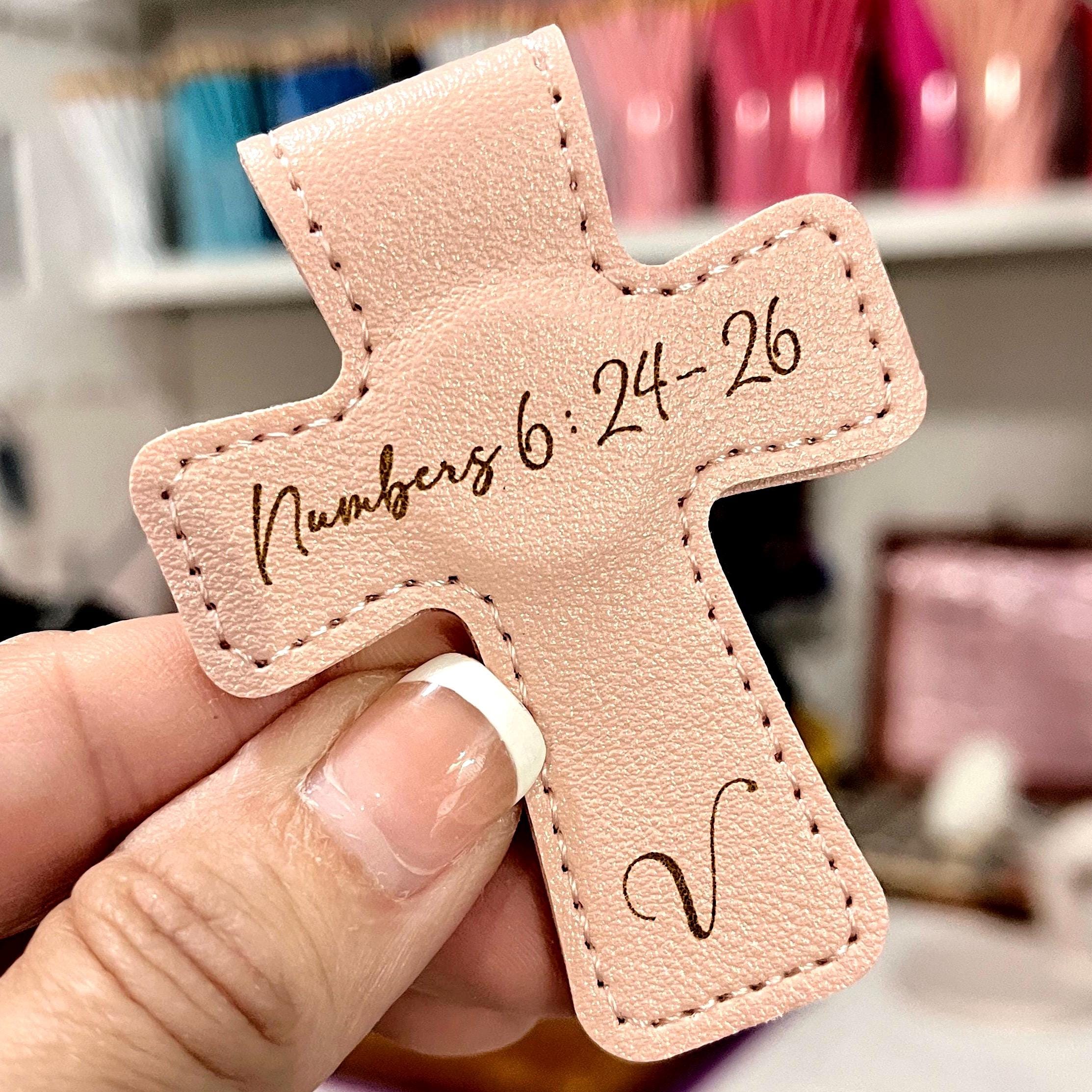 Personalized Small Cross Leather Magnetic Bookmark 2.5" Custom Engraved Reader Gift