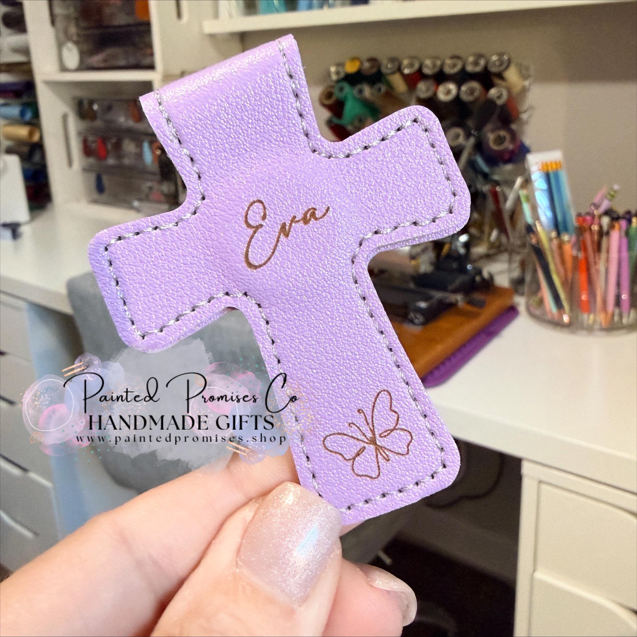 Personalized Small Cross Leather Magnetic Bookmark 2.5" Custom Engraved Reader Gift