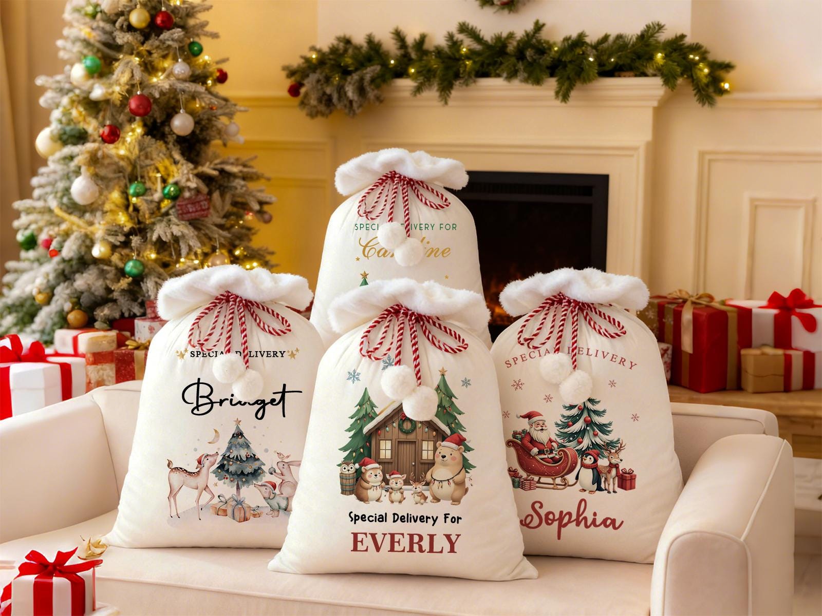 Personalized Large Santa Sack,Custom Name Christmas Gift Bag,Velvet Stocking Sack,Custom Xmas Toy Bag,Christmas Bag,Holiday Gift Bag,Xmas.