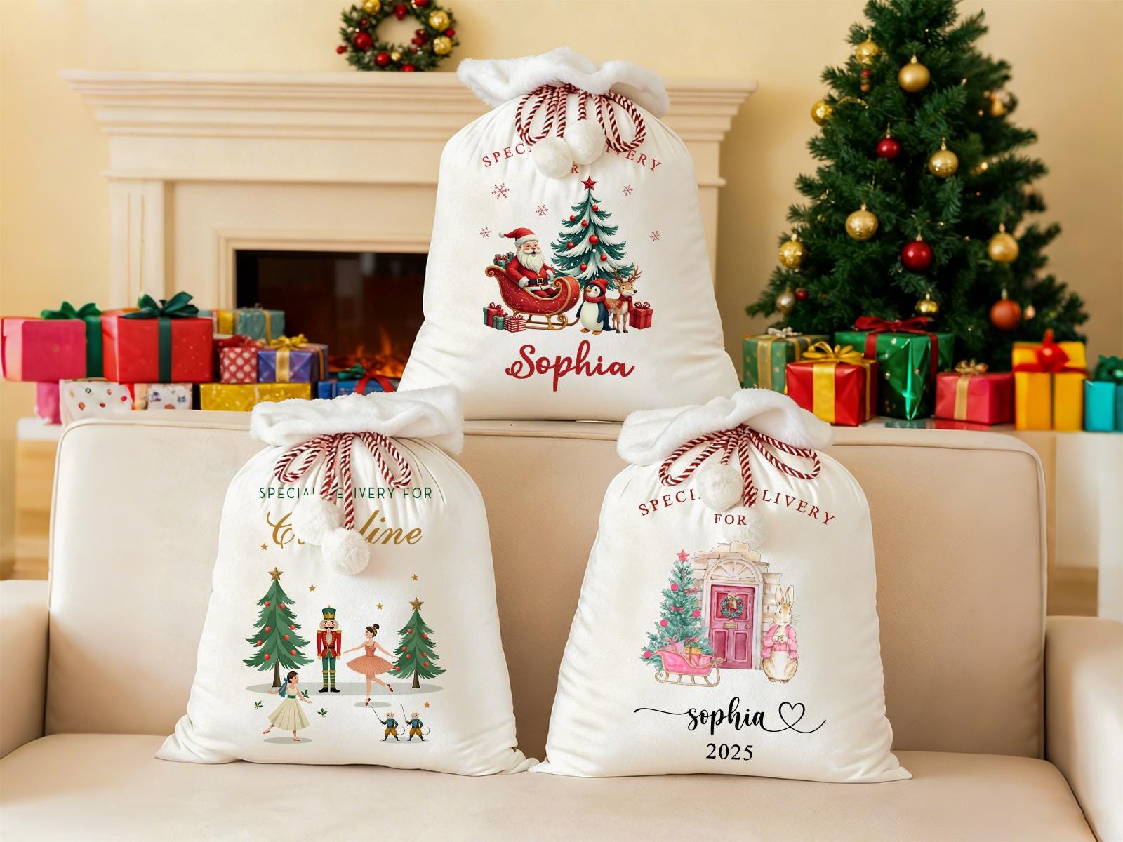 Personalized Large Santa Sack,Custom Name Christmas Gift Bag,Velvet Stocking Sack,Custom Xmas Toy Bag,Christmas Bag,Holiday Gift Bag,Xmas.