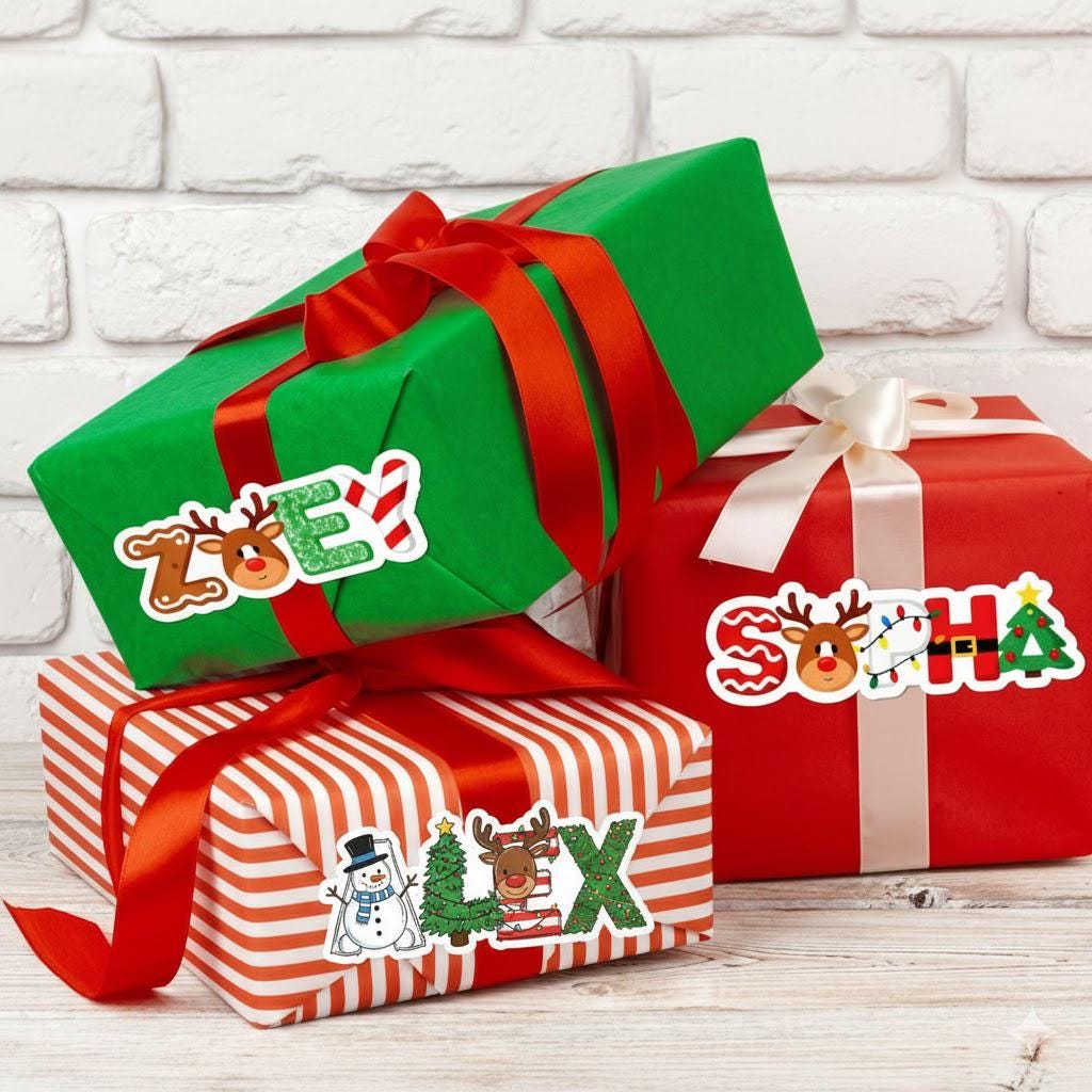Personalized Christmas Present Labels,Custom Name Tags,Christmas Sticker,Christmas Name Labels for Holiday Gifts,Christmas Gift Tag Stickers