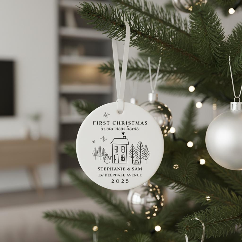 First Christmas in New Home | Personalised First Home Hanging Xmas Ornament | Tree Decoration