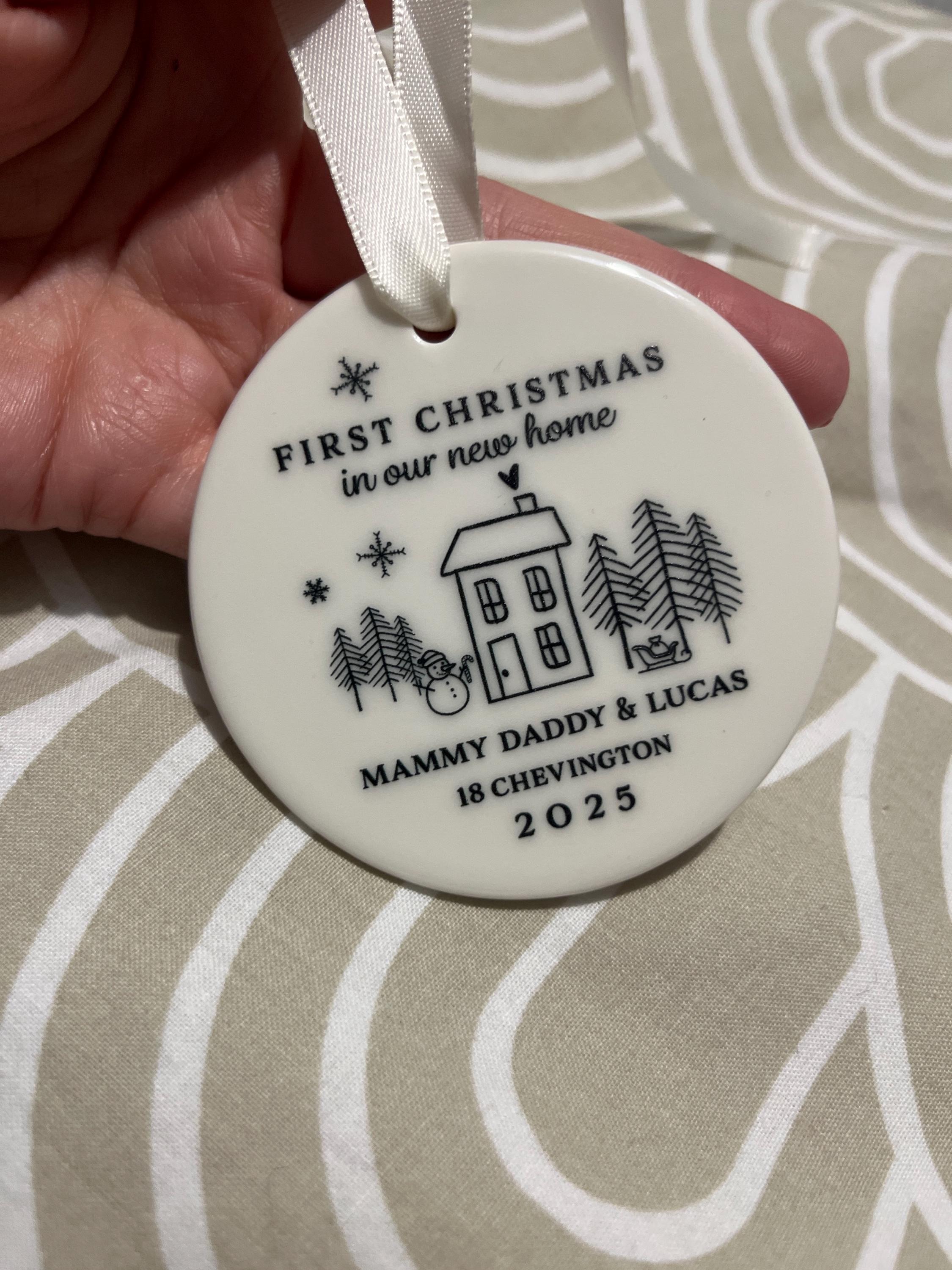 First Christmas in New Home | Personalised First Home Hanging Xmas Ornament | Tree Decoration