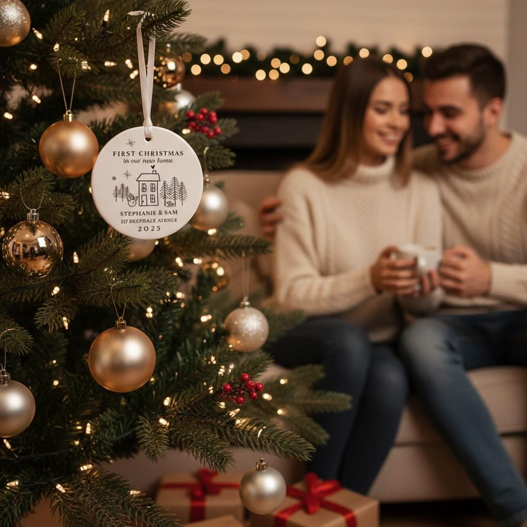 First Christmas in New Home | Personalised First Home Hanging Xmas Ornament | Tree Decoration