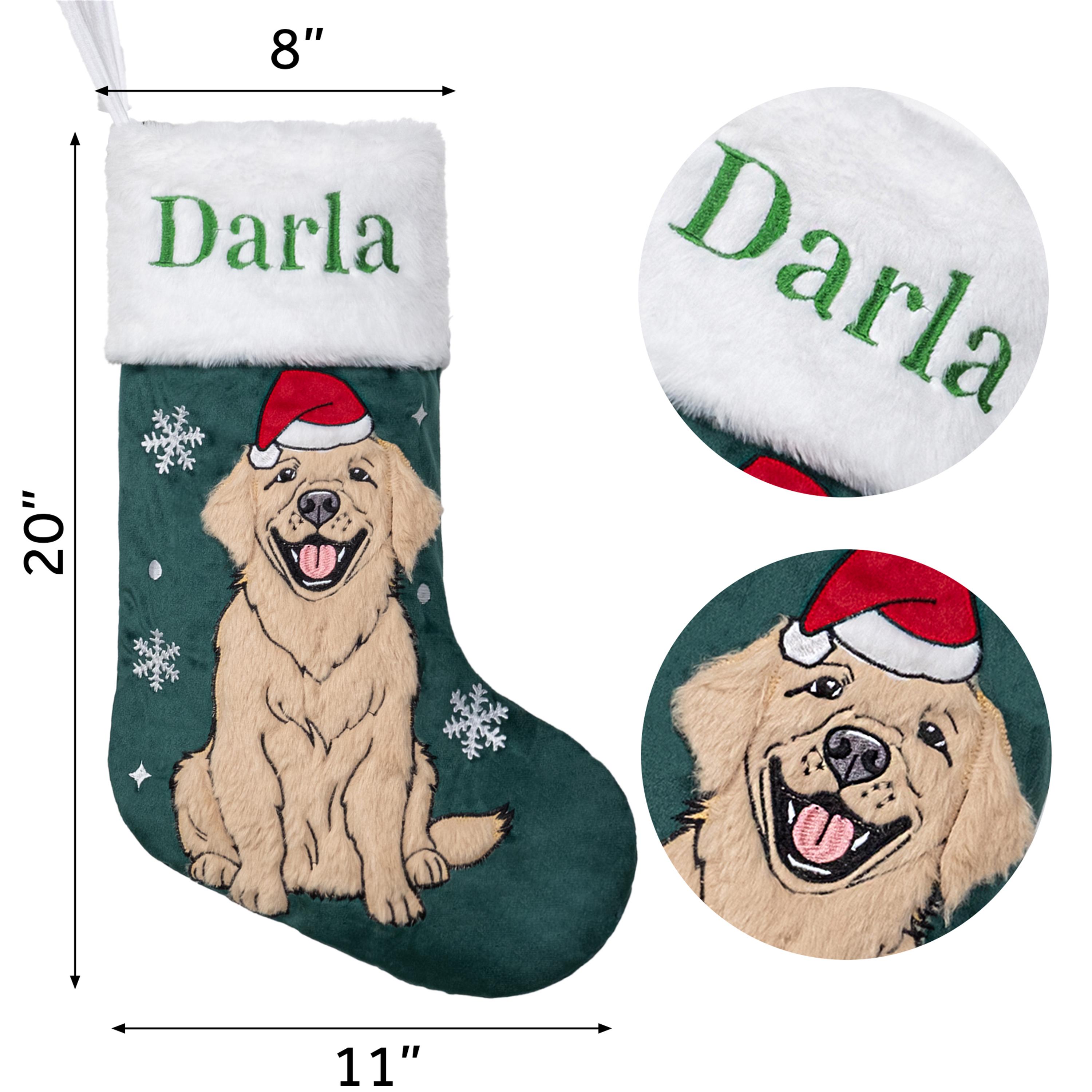 Christmas Stockings Personalized Velvet Pet Stockings with Name Embroidered Holiday Cat Stockings Dog Family Stockings Christmas Decoration