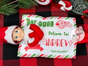 Customized Personalized Elf Return Letter OUTFIT With Border - Fits ONE Elf - Personalized Christmas Elf Return Elf Ideas - Elf Postcard