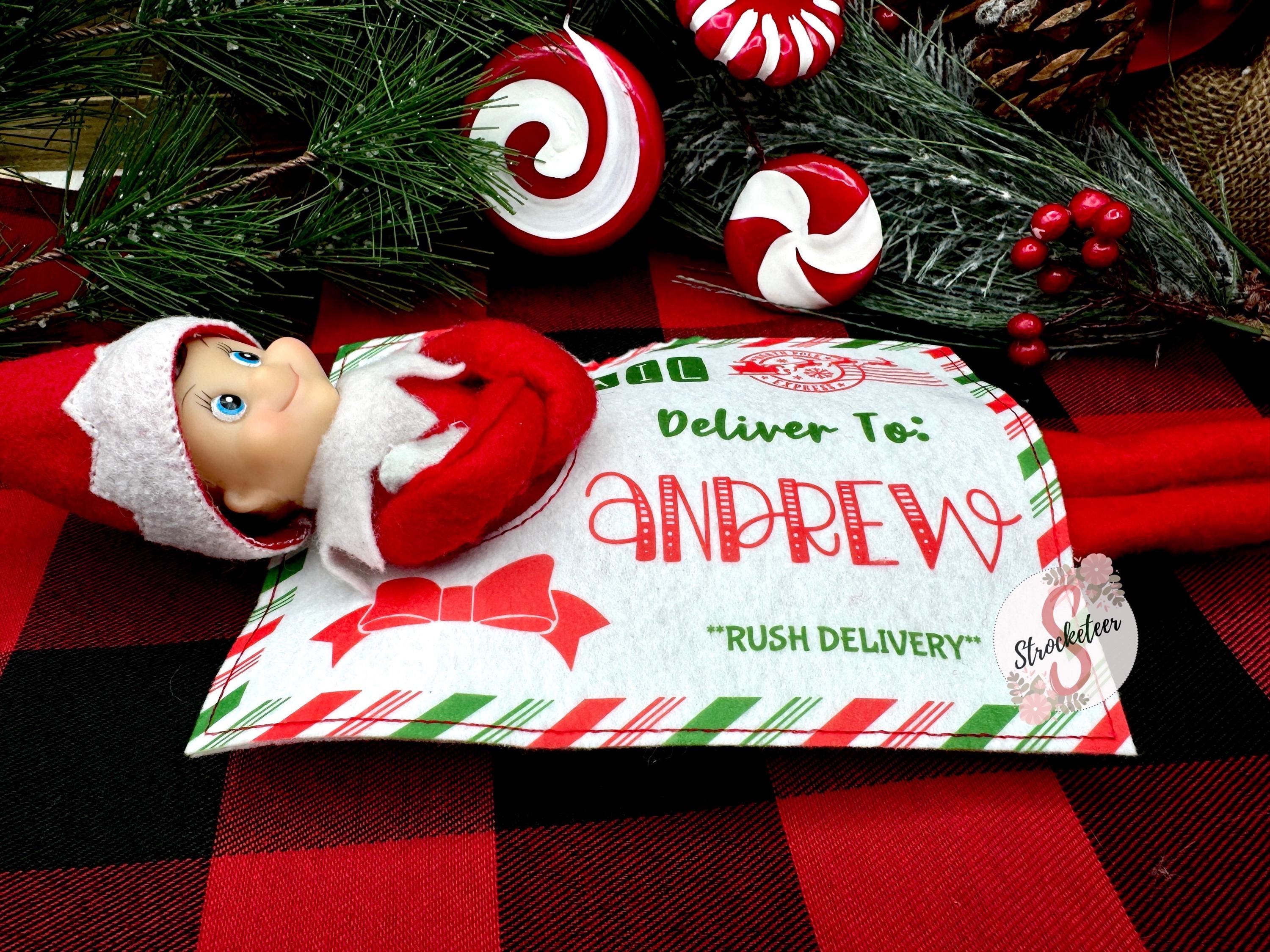 Customized Personalized Elf Return Letter OUTFIT With Border - Fits ONE Elf - Personalized Christmas Elf Return Elf Ideas - Elf Postcard