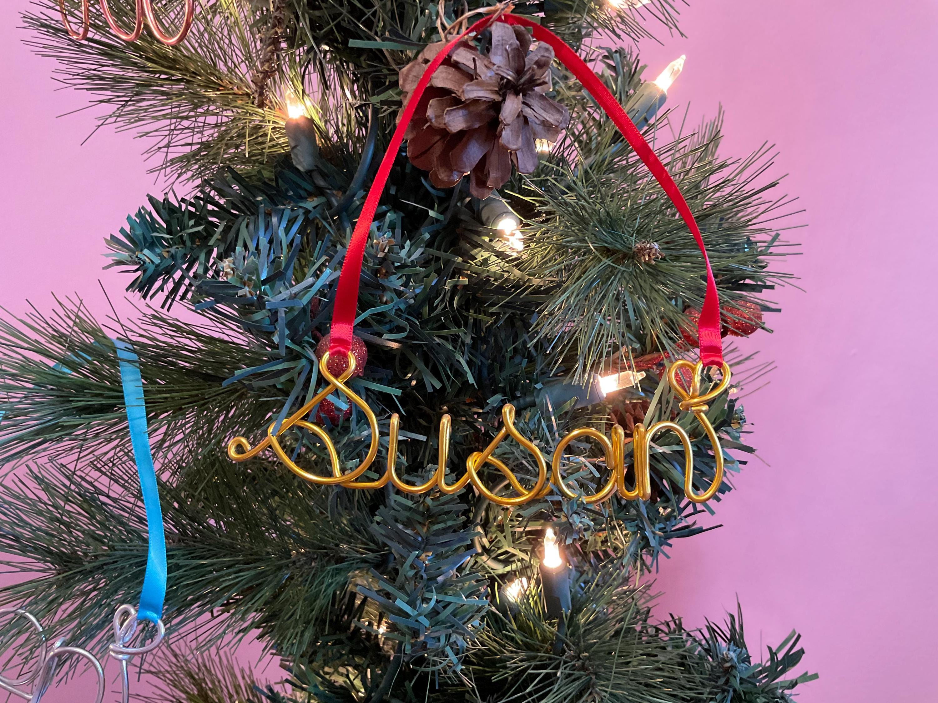 2025 Personalized Wire Name Christmas Ornament, Handmade ornament, Christmas Ornaments 2025, family tree, 2025 Personalized ornament