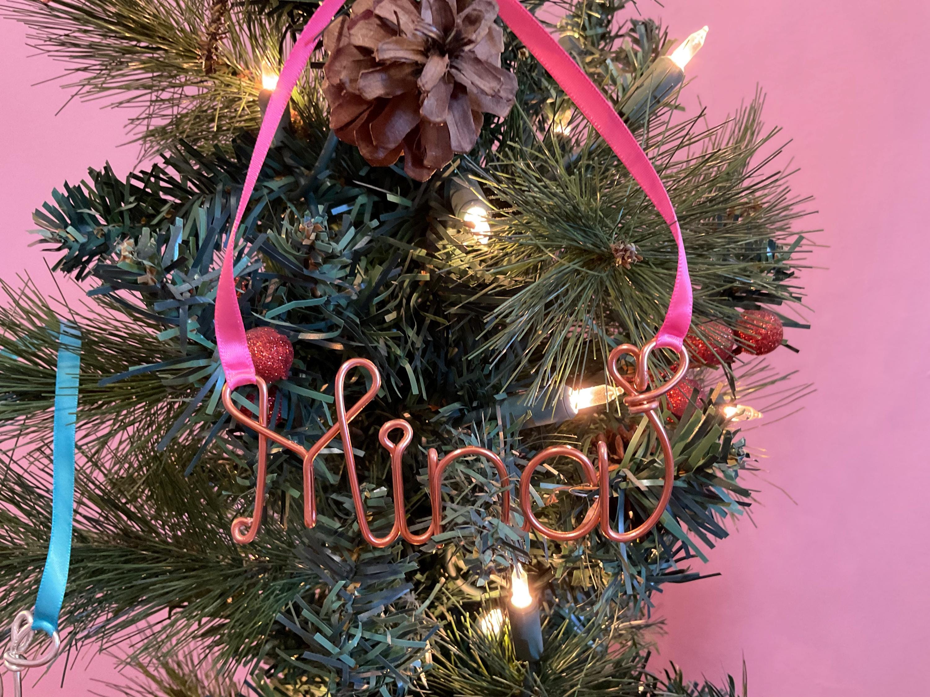 2025 Personalized Wire Name Christmas Ornament, Handmade ornament, Christmas Ornaments 2025, family tree, 2025 Personalized ornament