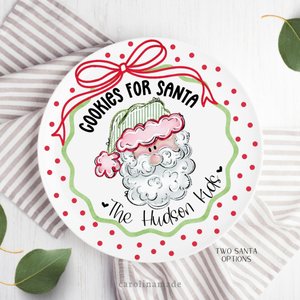 Cookies for Santa Plate, Personalized Childs Santa Cookie Plate, Custom Holiday Cookie Plate, Family Reusable Christmas Keepsake Plate