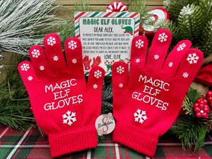Special Magic Elf Gloves Let the Kids Hold their Elf Set of Red Gloves with Personalized Note From Your Elf Christmas Elf Holiday Elf Ideas