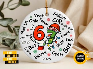 Custom Six Seven Ornament, Gen Z Slang Teen Keepsake, Funny Teenager Ornament, 67 Six Seven Meme Ornament