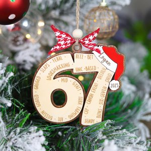 Personalized Six Seven Ornament, Slang With Santa Hat, Gift For Gen Z Alpha