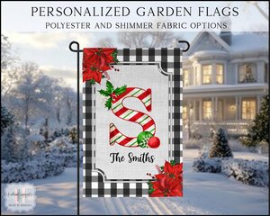 Winter Garden Flag, Merry Christmas Garden Flag, Holiday Yard Flag, Custom Porch Decor, Entry Flag, Yard Decor, Christmas Poinsettia Flag