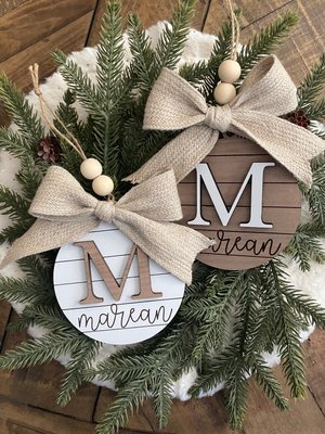 Personalized Family Name Christmas Ornament: Shiplap Farmhouse Decor