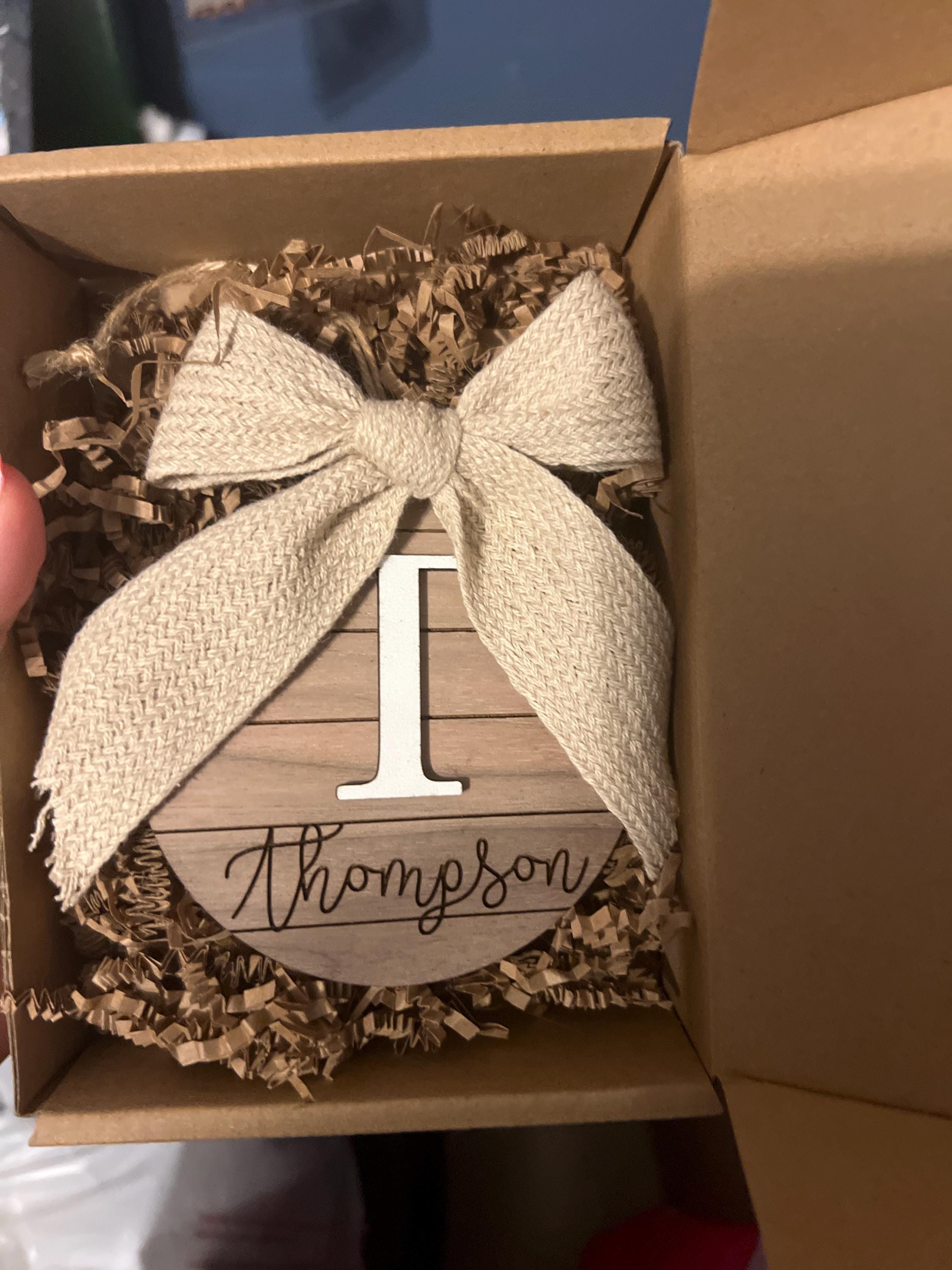 Personalized Family Name Christmas Ornament: Shiplap Farmhouse Decor